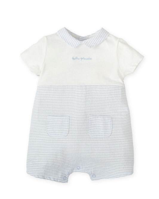 Pelele Corto Rayas Celeste Olas - Tutto Piccolo