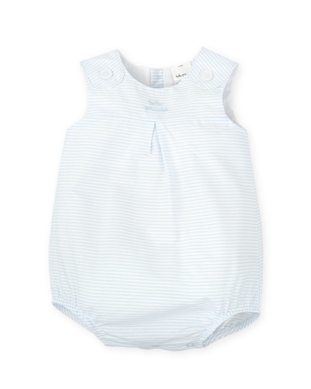 Pelele Corto Sin Mangas Rayas Celeste Espuma - Tutto Piccolo