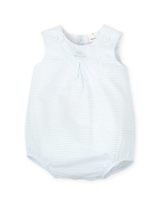 Pelele Corto Sin Mangas Rayas Celeste Espuma - Tutto Piccolo