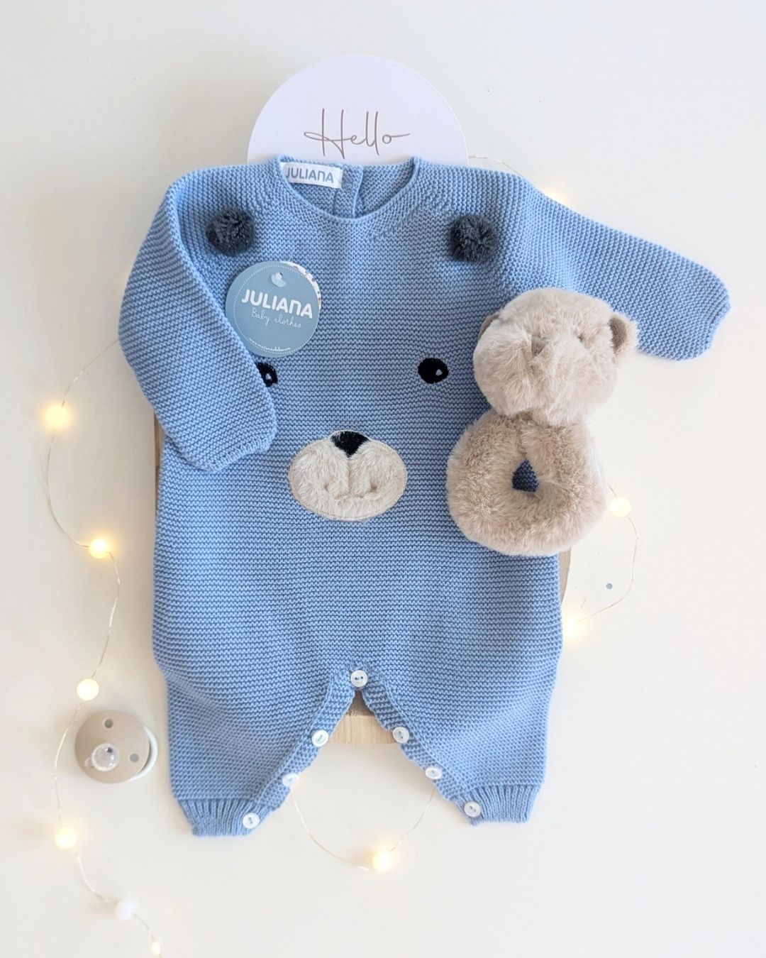 Pelele Largo Cara Osito Cielo 25630 - Colección Cuento de Juliana