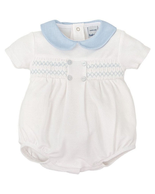 Pelele Niño Cuello Bebé MIEL Blanco - Babidu