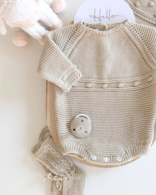 Pelele Punto Con Capota Arena - Micolino