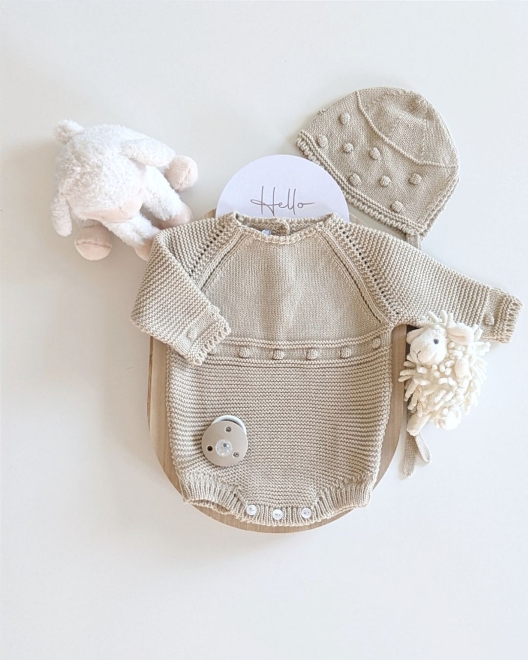 Pelele Punto Con Capota Arena - Micolino