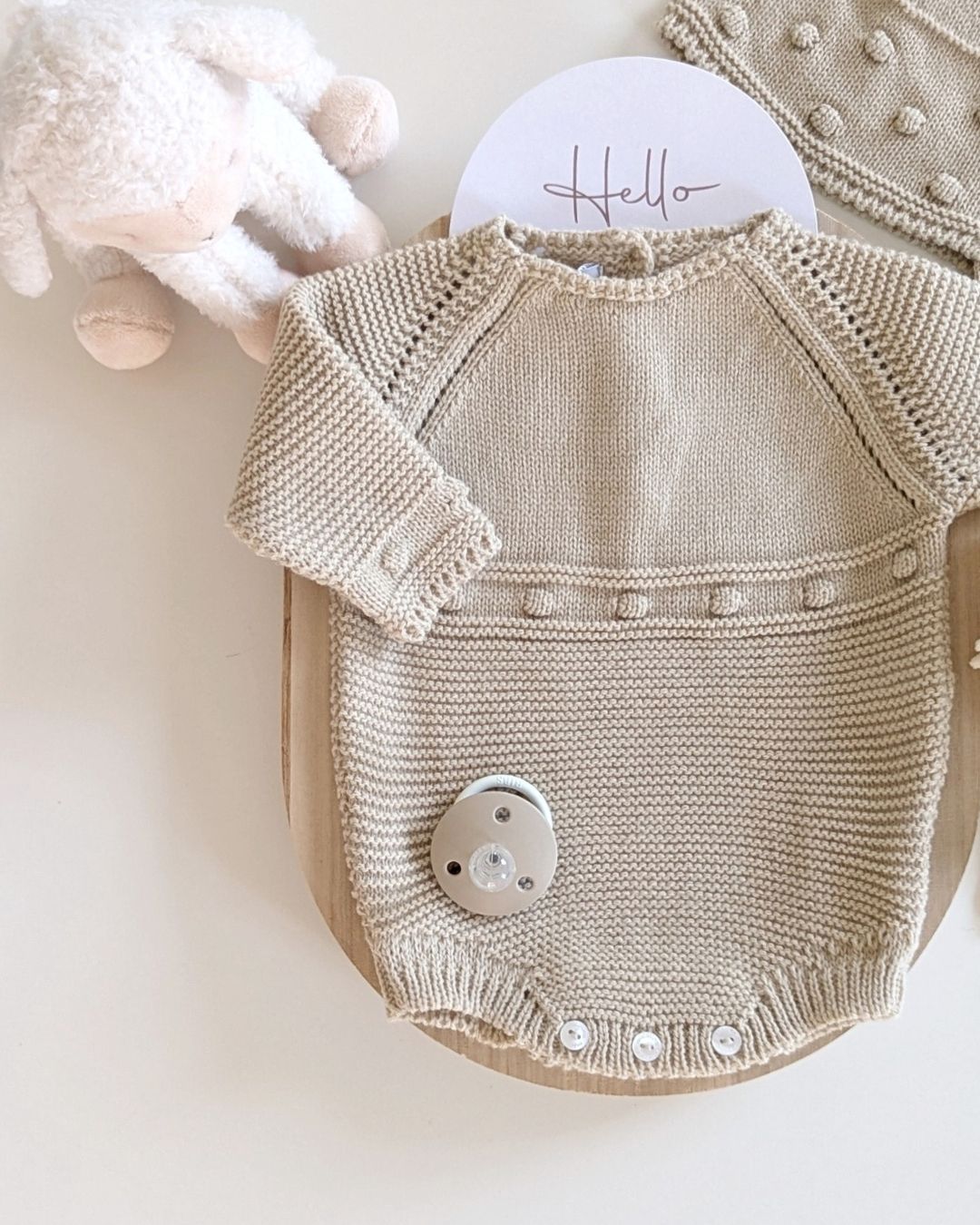 Pelele Punto Con Capota Arena - Micolino