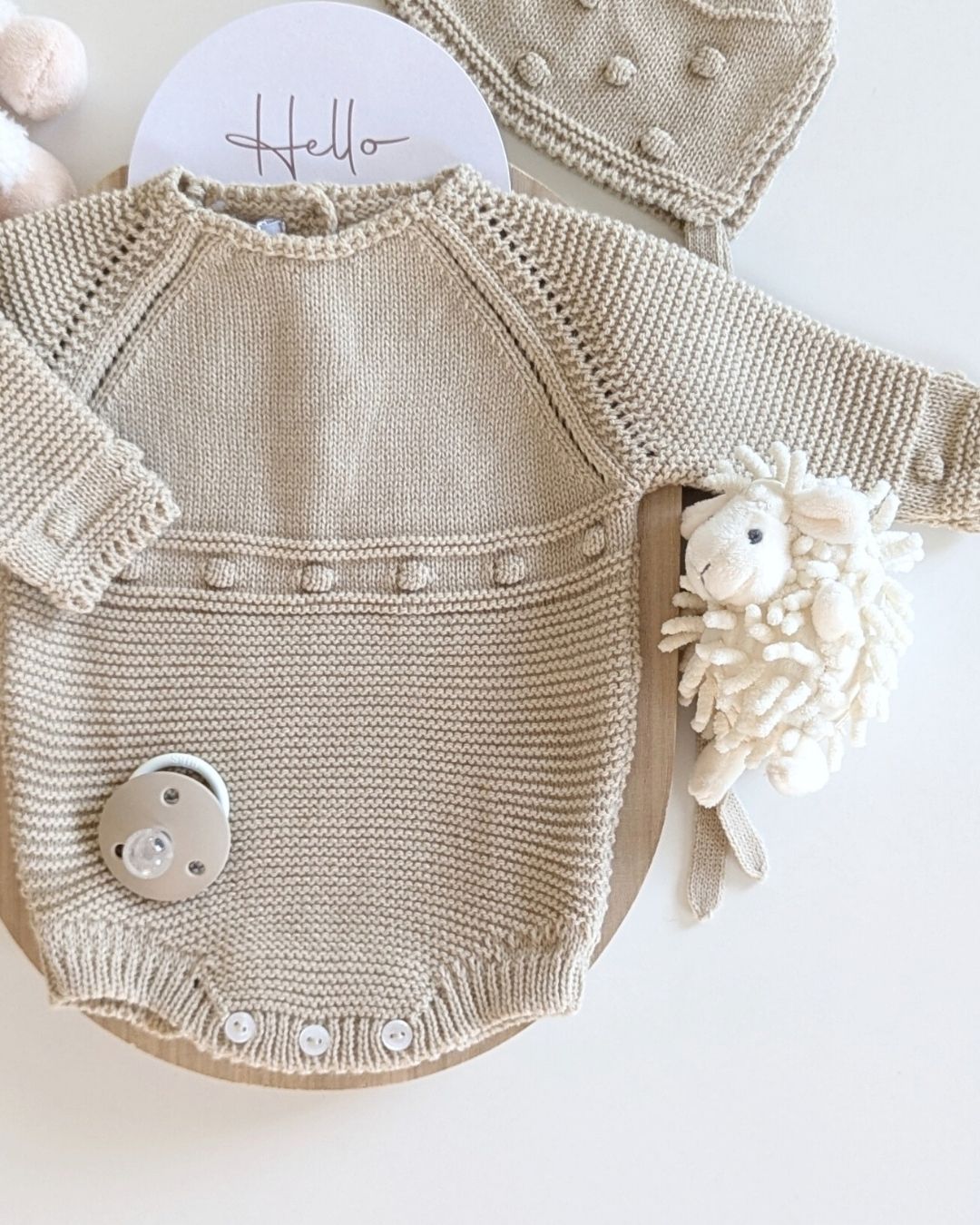 Pelele Punto Con Capota Arena - Micolino