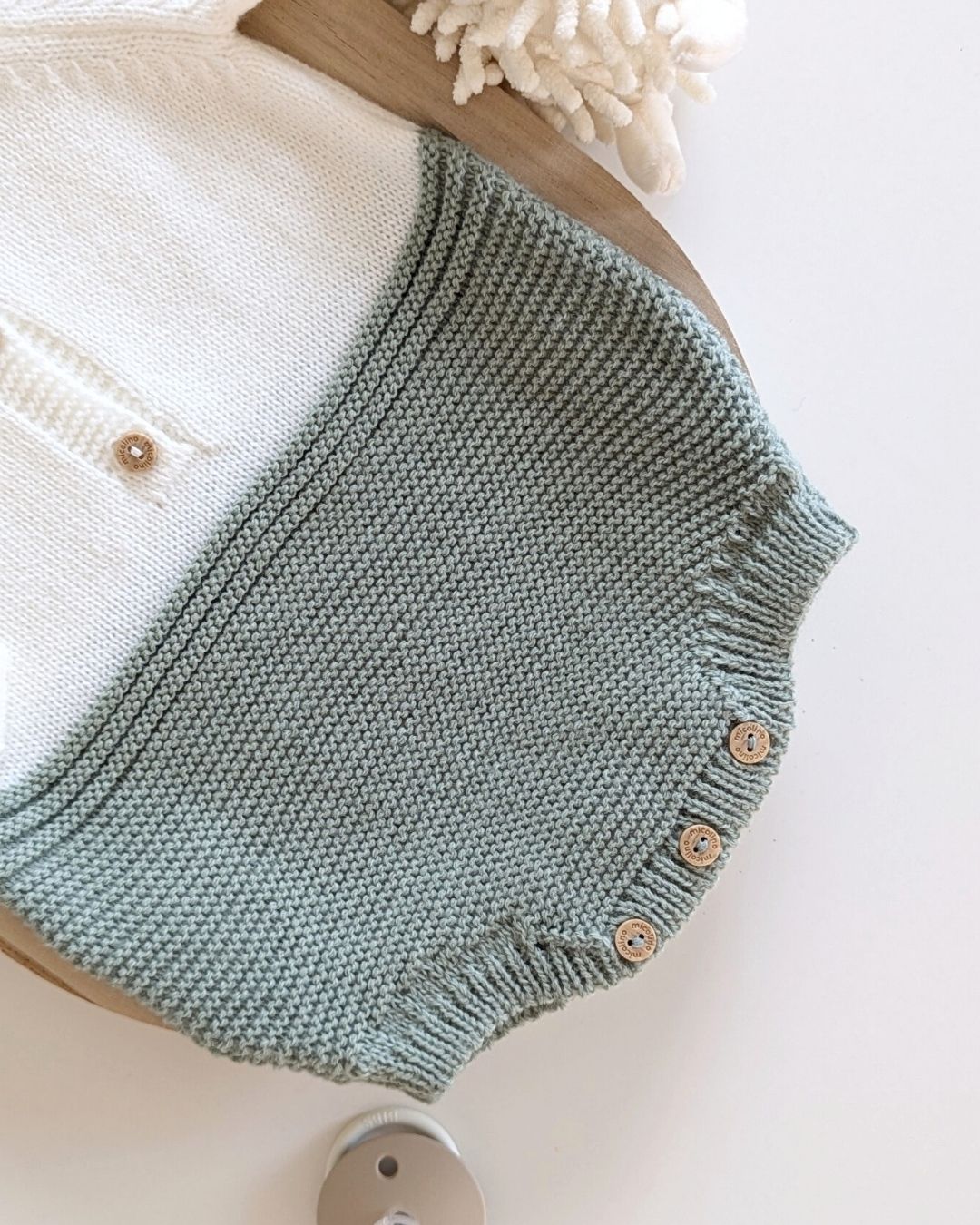 Pelele Punto Con Capota Bicolor Verde Musgo - Micolino