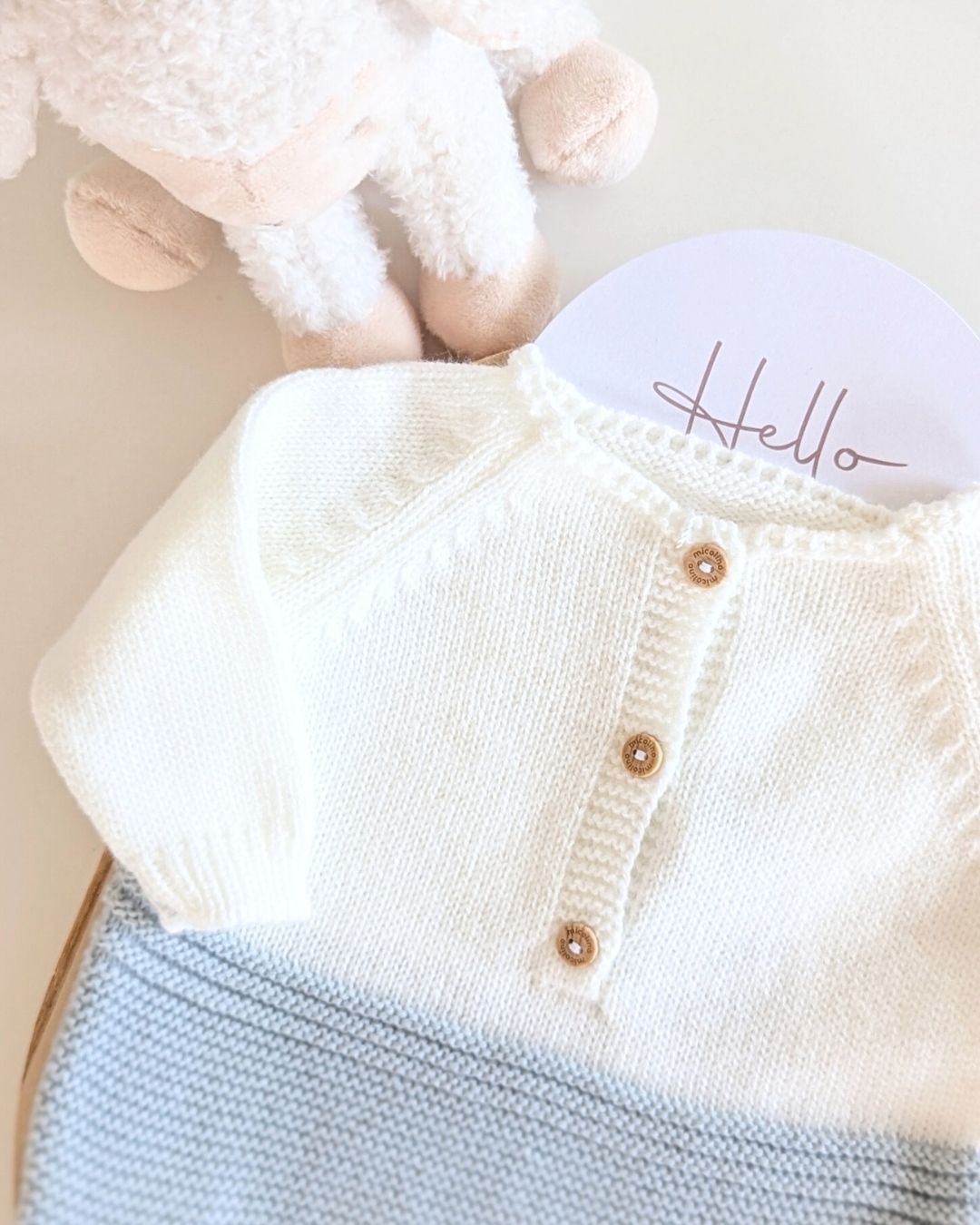 Pelele Punto Con Capota Bicolor Verde Seda - Micolino