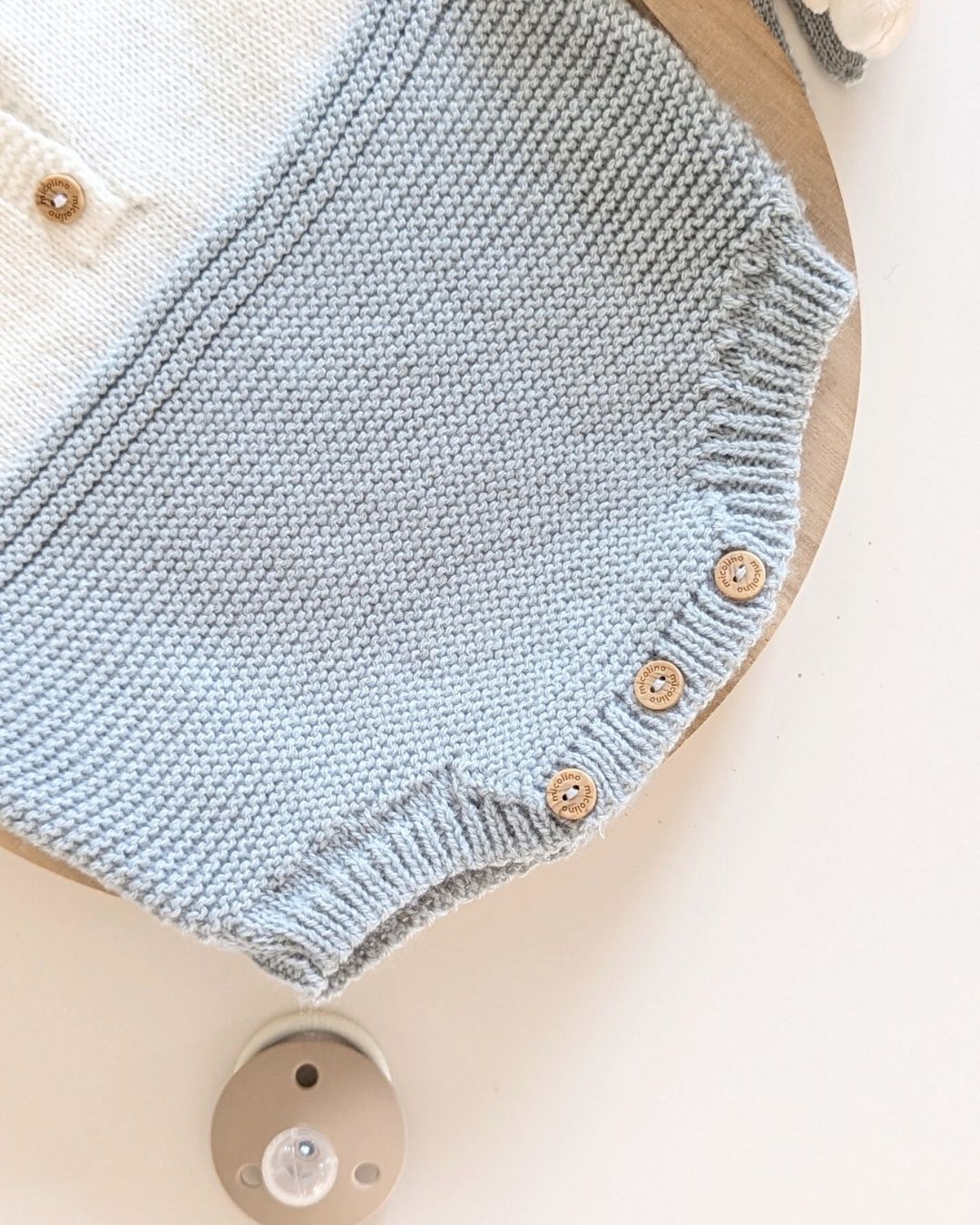 Pelele Punto Con Capota Bicolor Verde Seda - Micolino