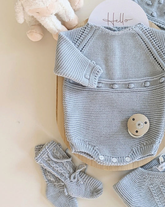 Pelele Punto Con Capota Celeste Cielo - Micolino