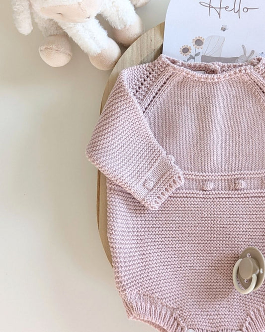 Pelele Punto Con Capota Rosa Empolvado - Micolino