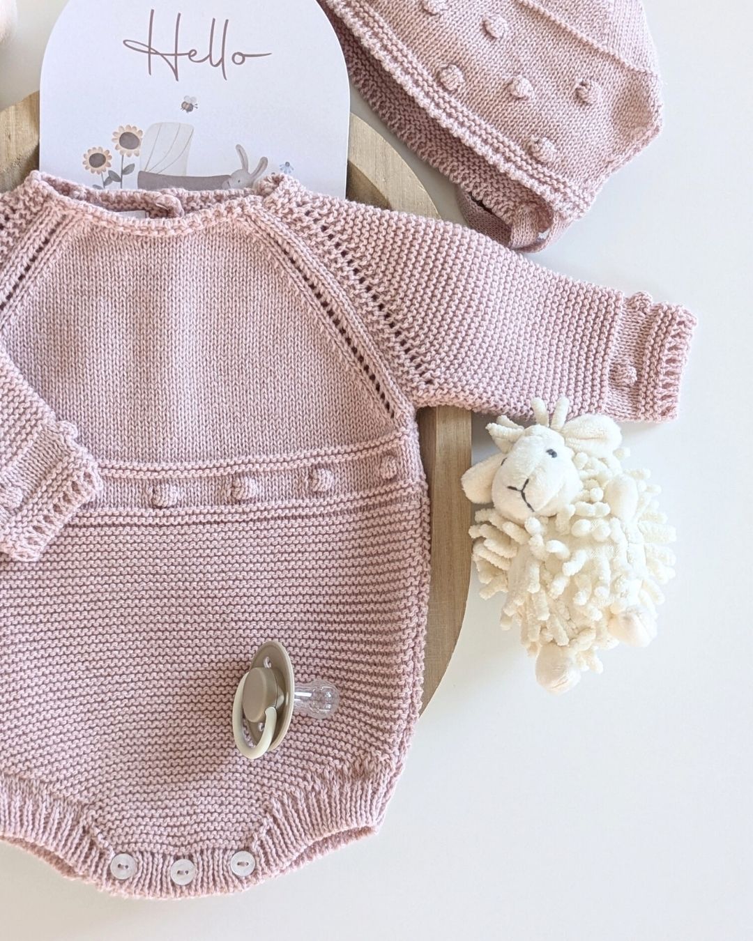 Pelele Punto Con Capota Rosa Empolvado - Micolino