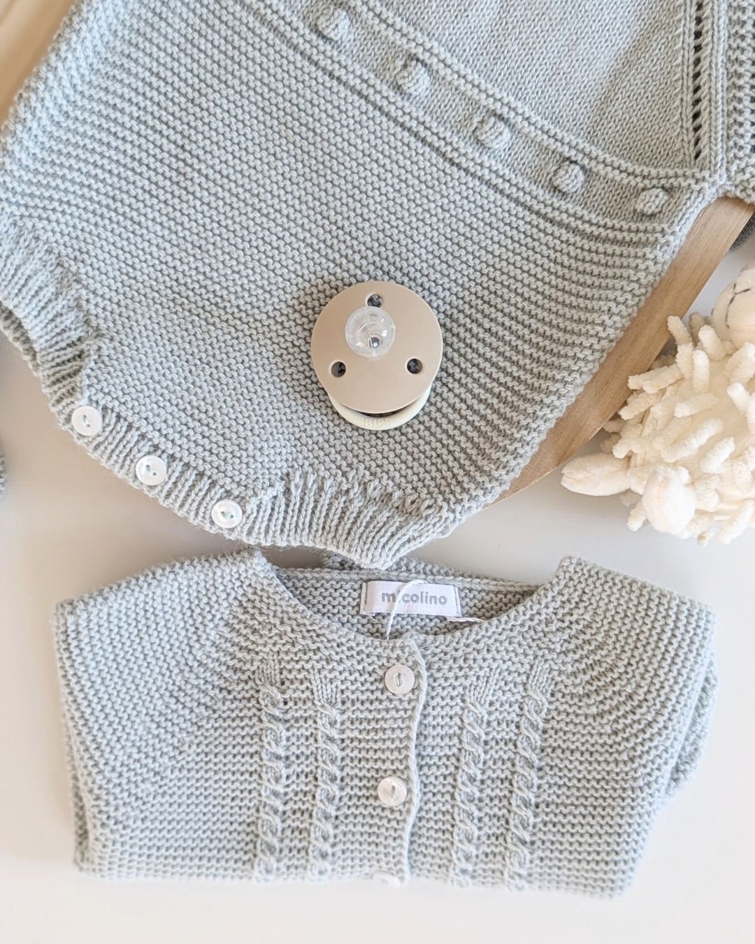 Pelele Punto Con Capota Verde Seda - Micolino