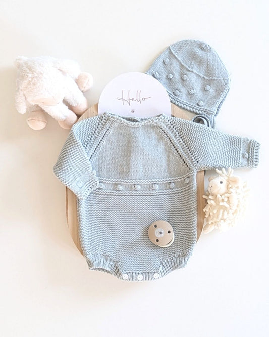 Pelele Punto Con Capota Verde Seda - Micolino