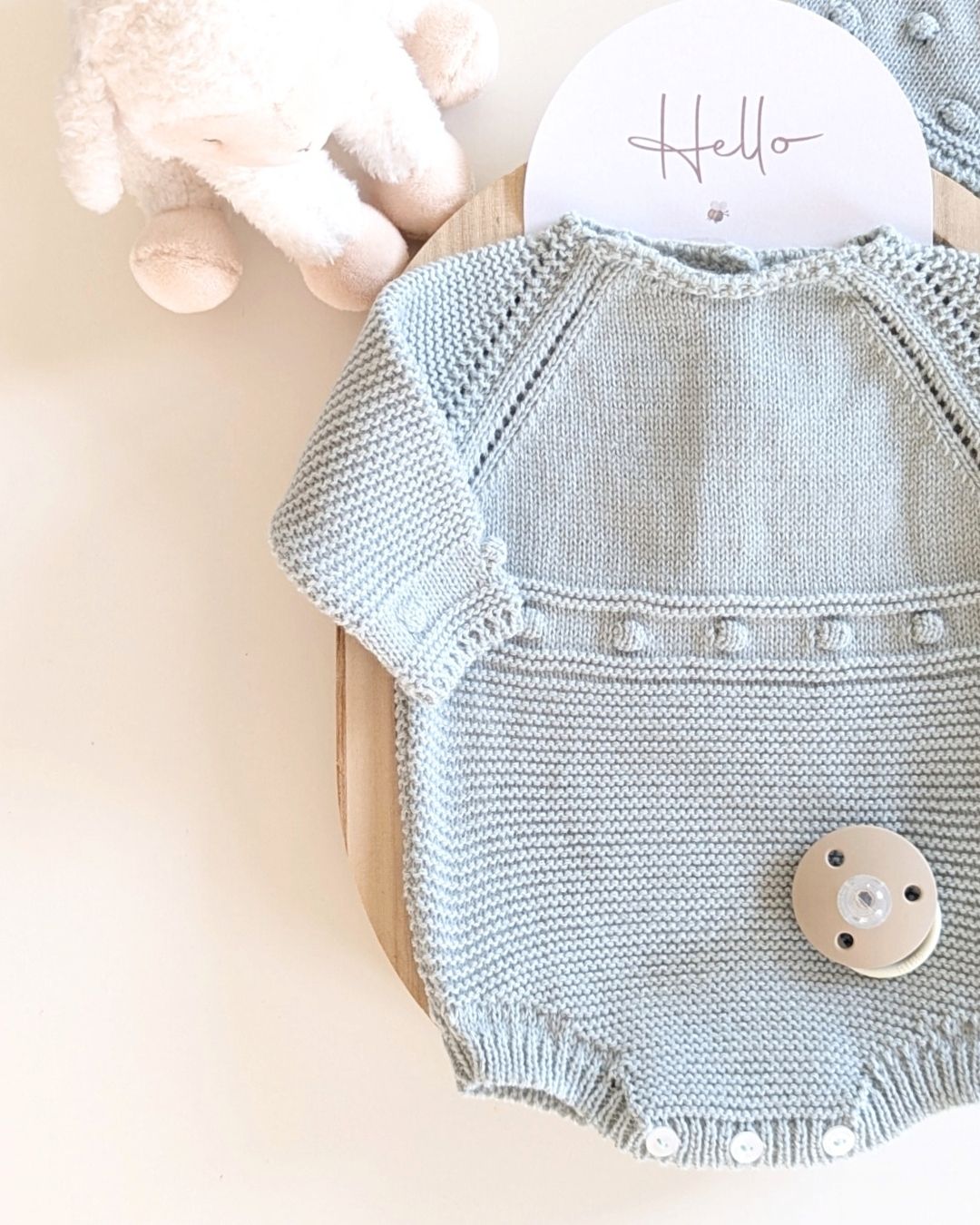 Pelele Punto Con Capota Verde Seda - Micolino