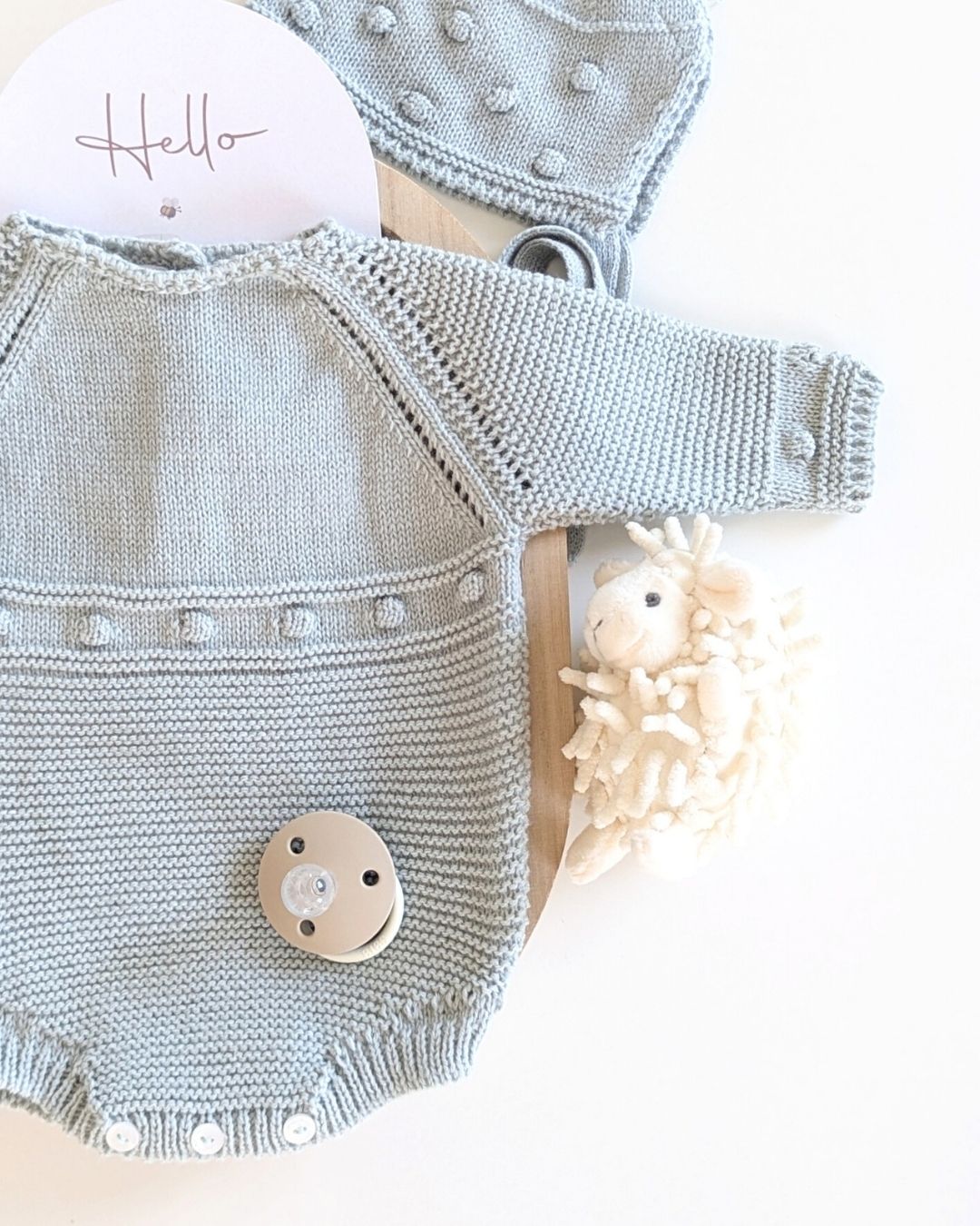 Pelele Punto Con Capota Verde Seda - Micolino