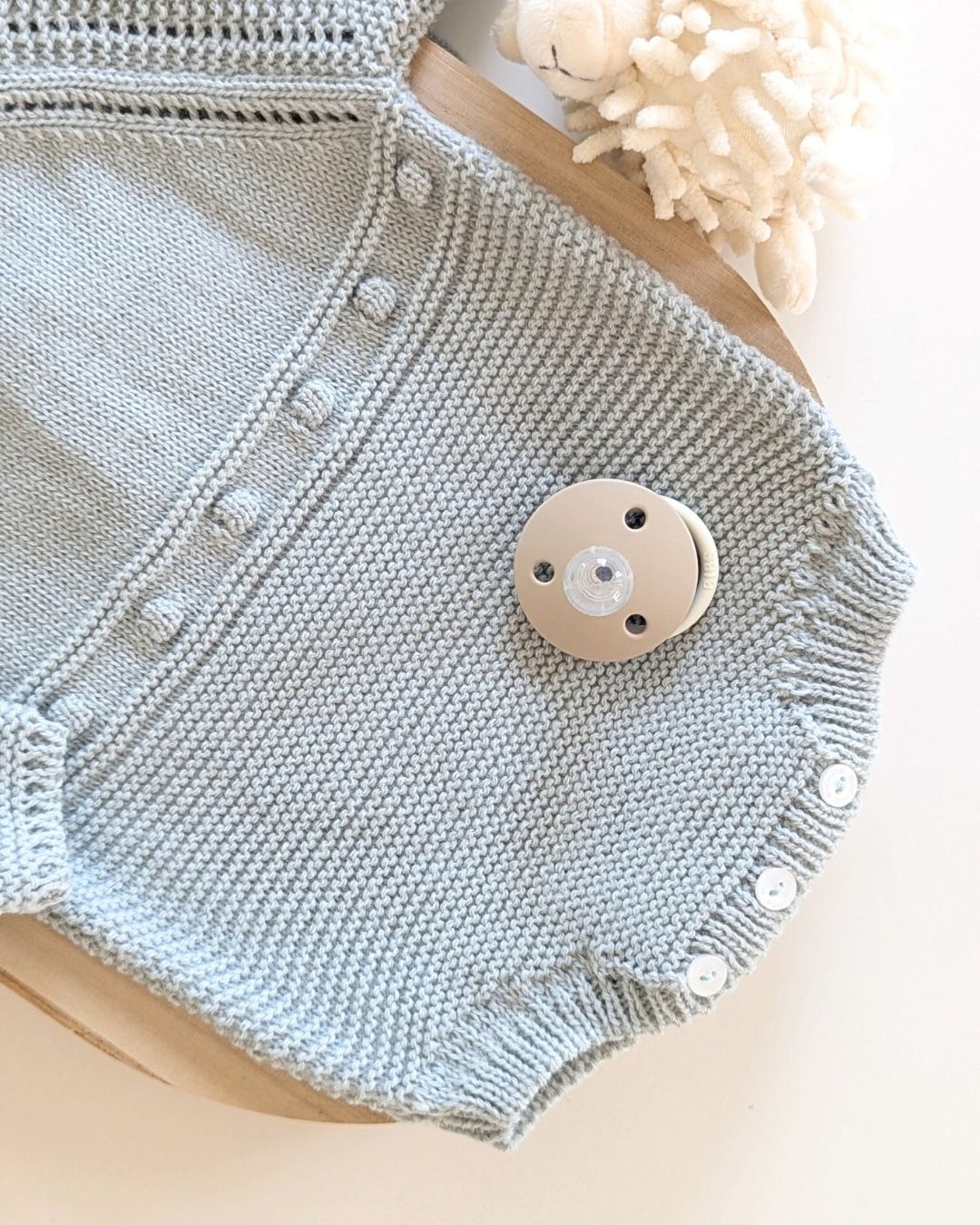 Pelele Punto Con Capota Verde Seda - Micolino