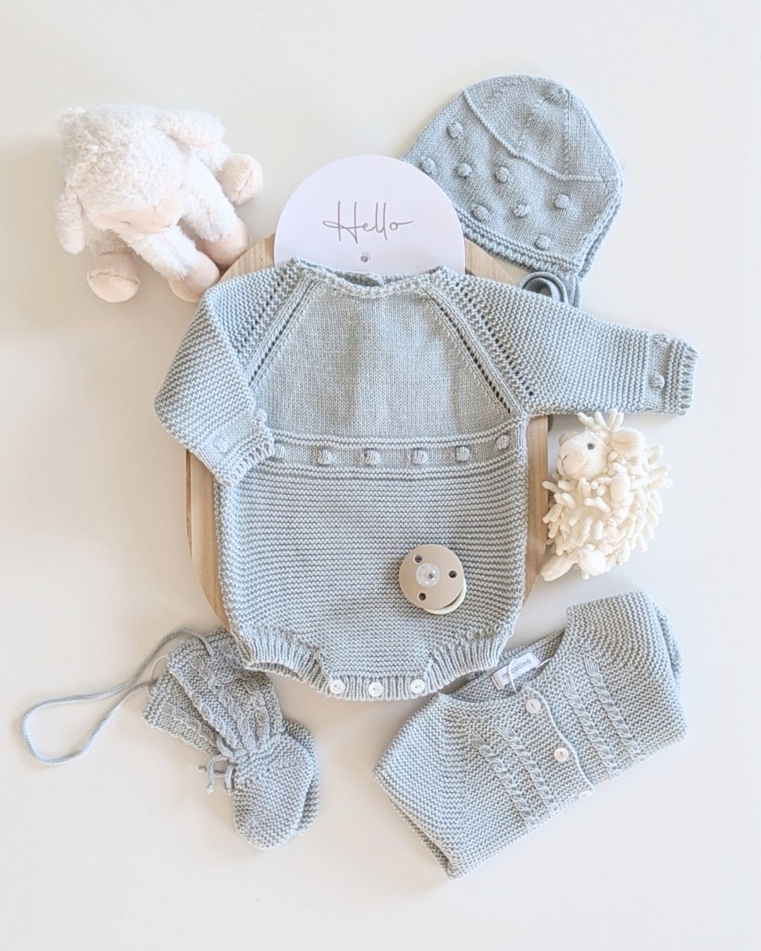 Pelele Punto Con Capota Verde Seda - Micolino