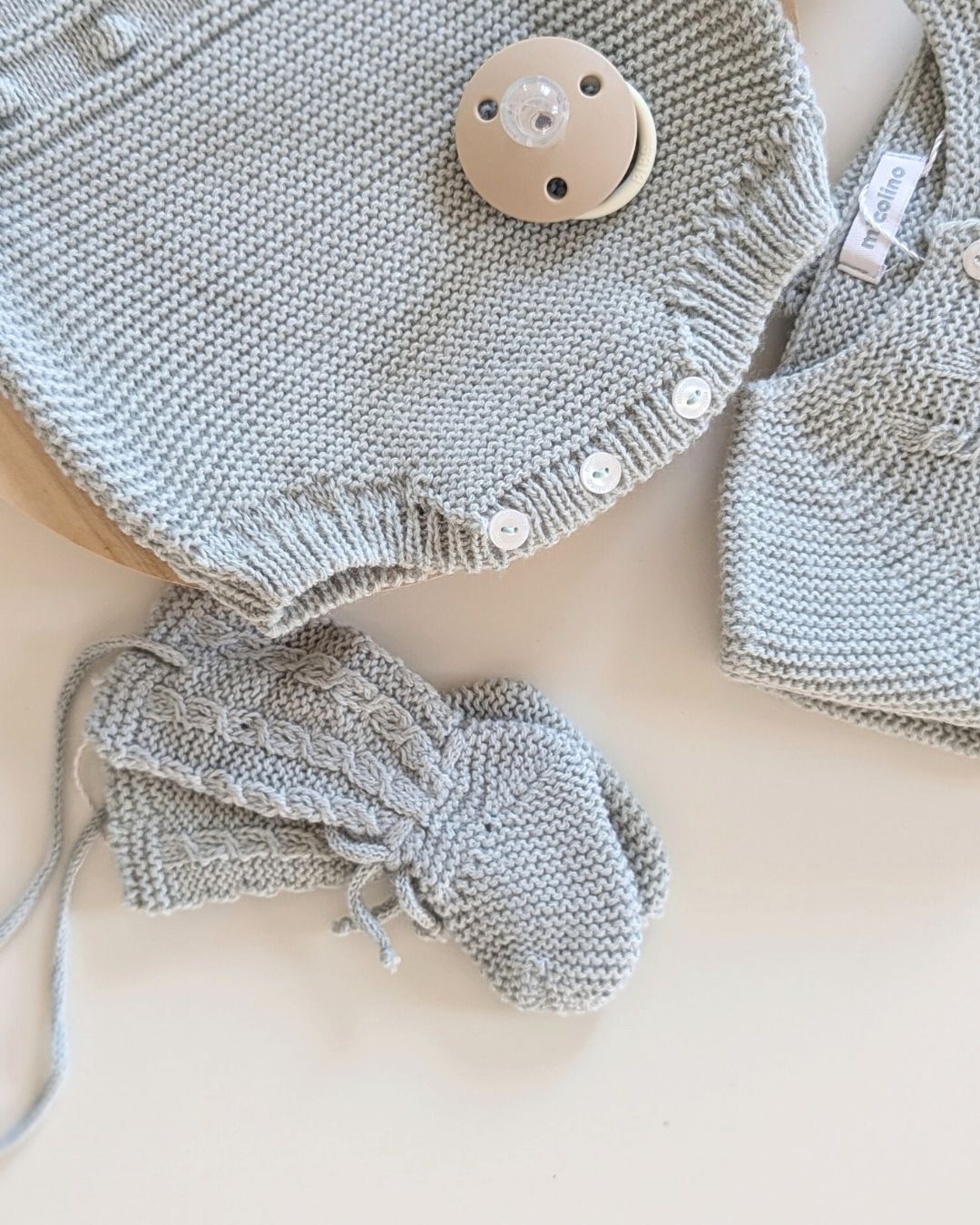 Pelele Punto Con Capota Verde Seda - Micolino