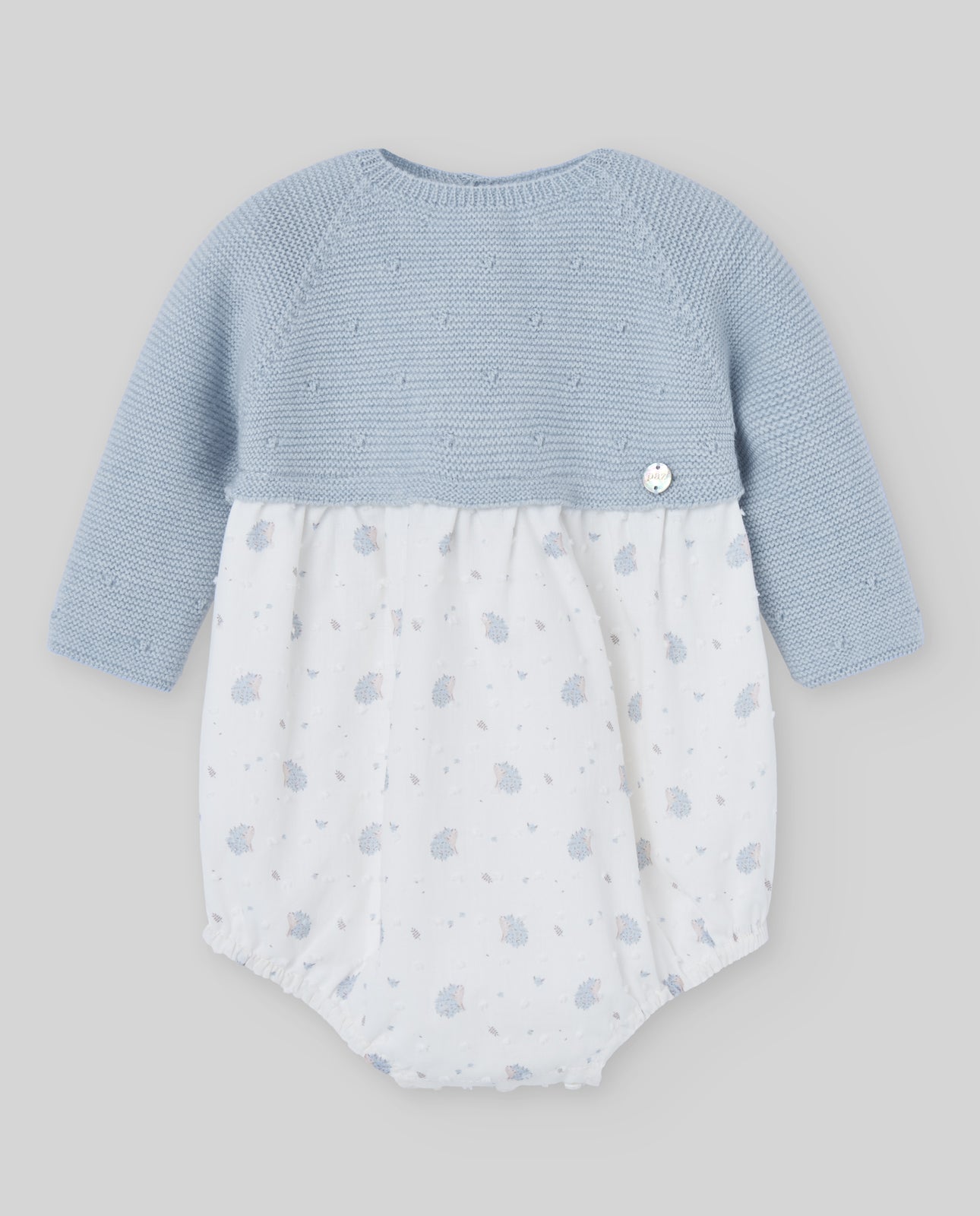 Pelele Punto y Tela Plumety Azul Tiza - Paz Rodriguez Referencia 005-102906