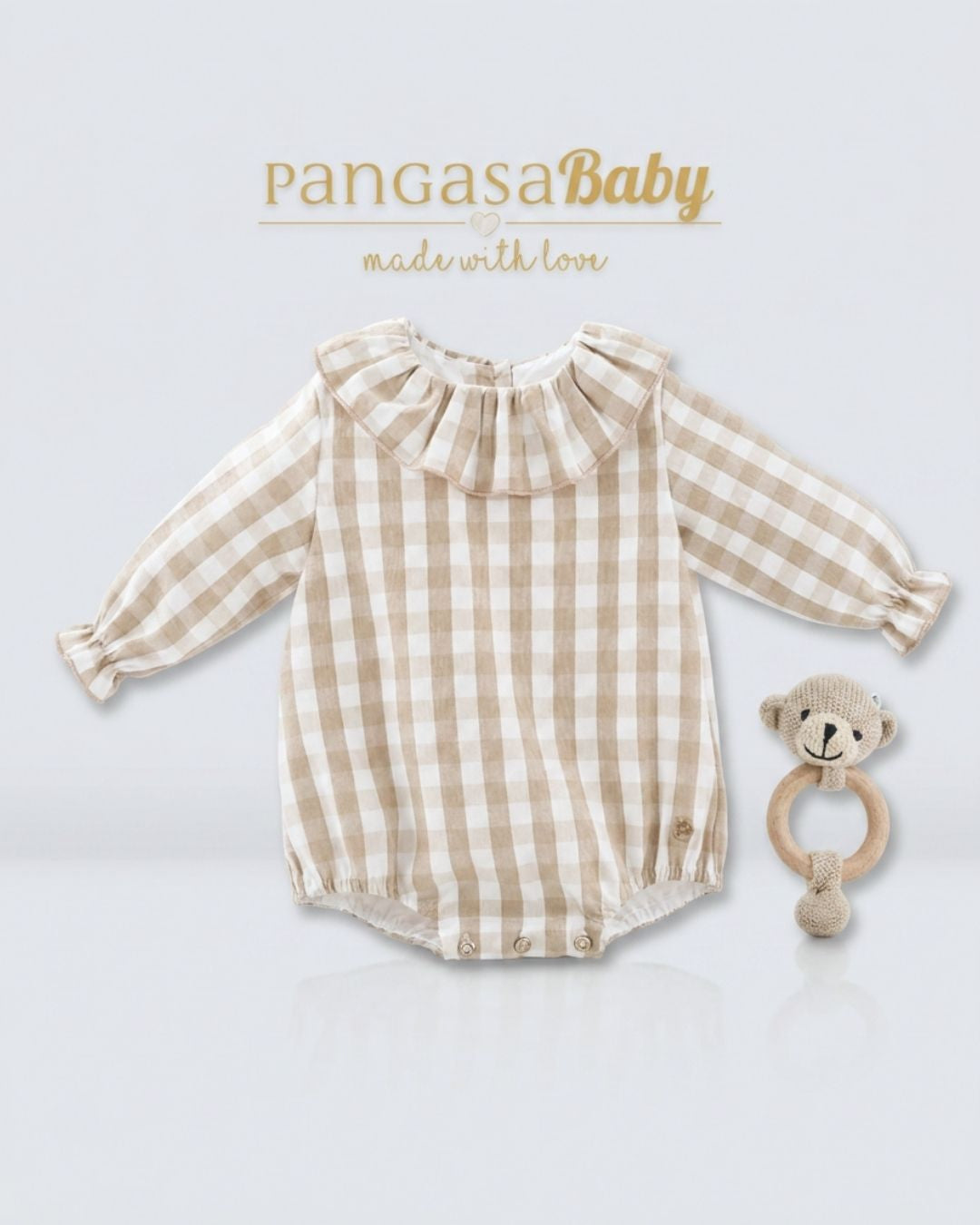 Pelele Tela Cuadros Arena - Sand Collection Pangasa Baby