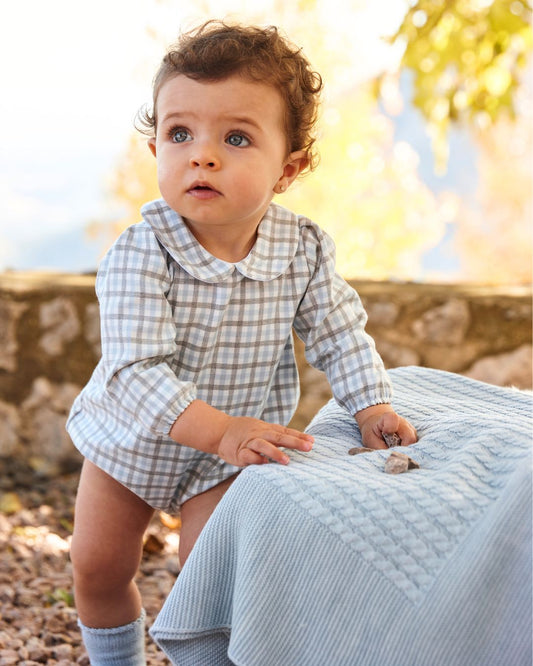Pelele Tela Cuadros Azul - Colección Nido Juliana