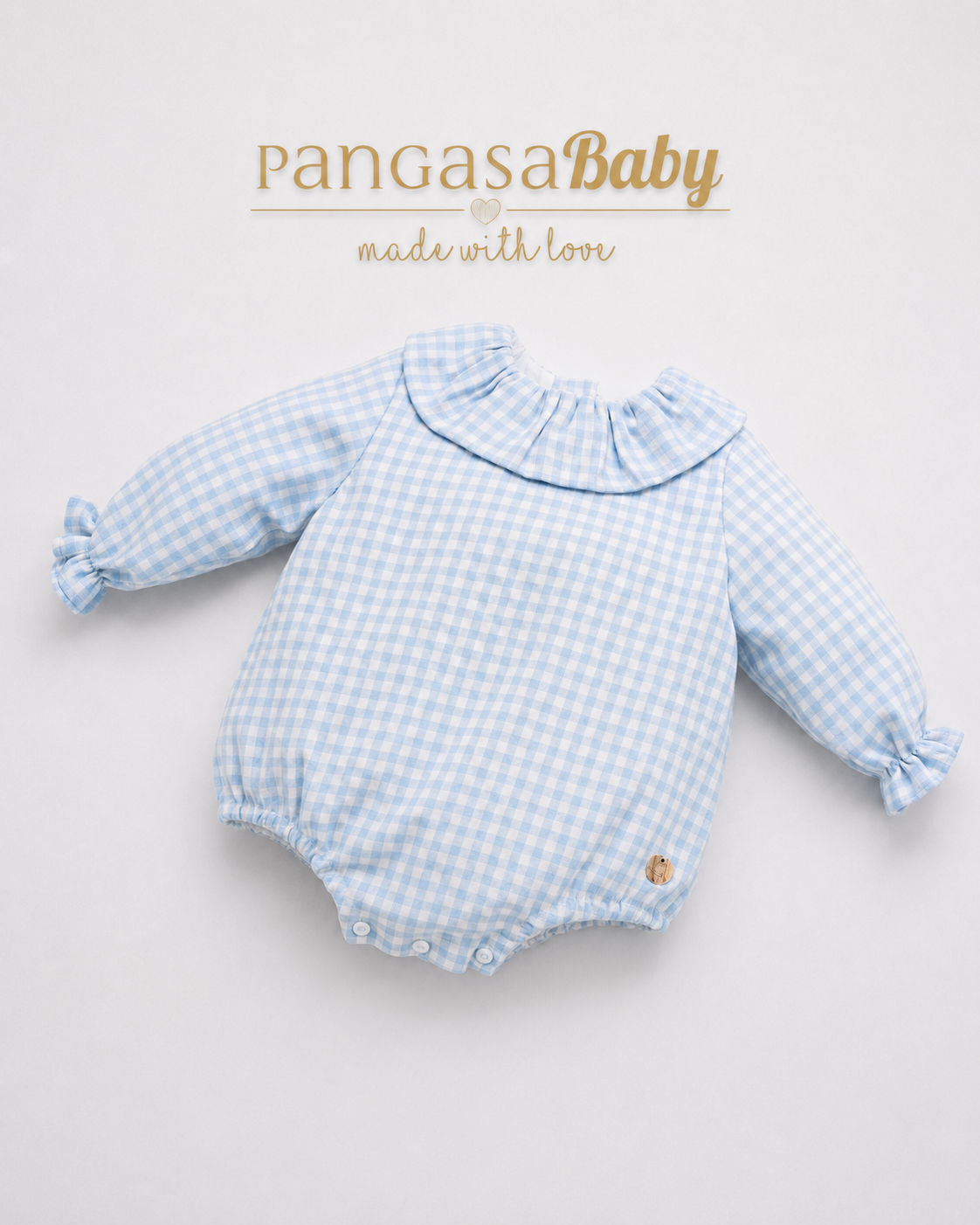 Pelele Tela Cuadros Celeste Empolvado - Soft Collection Pangasa Baby