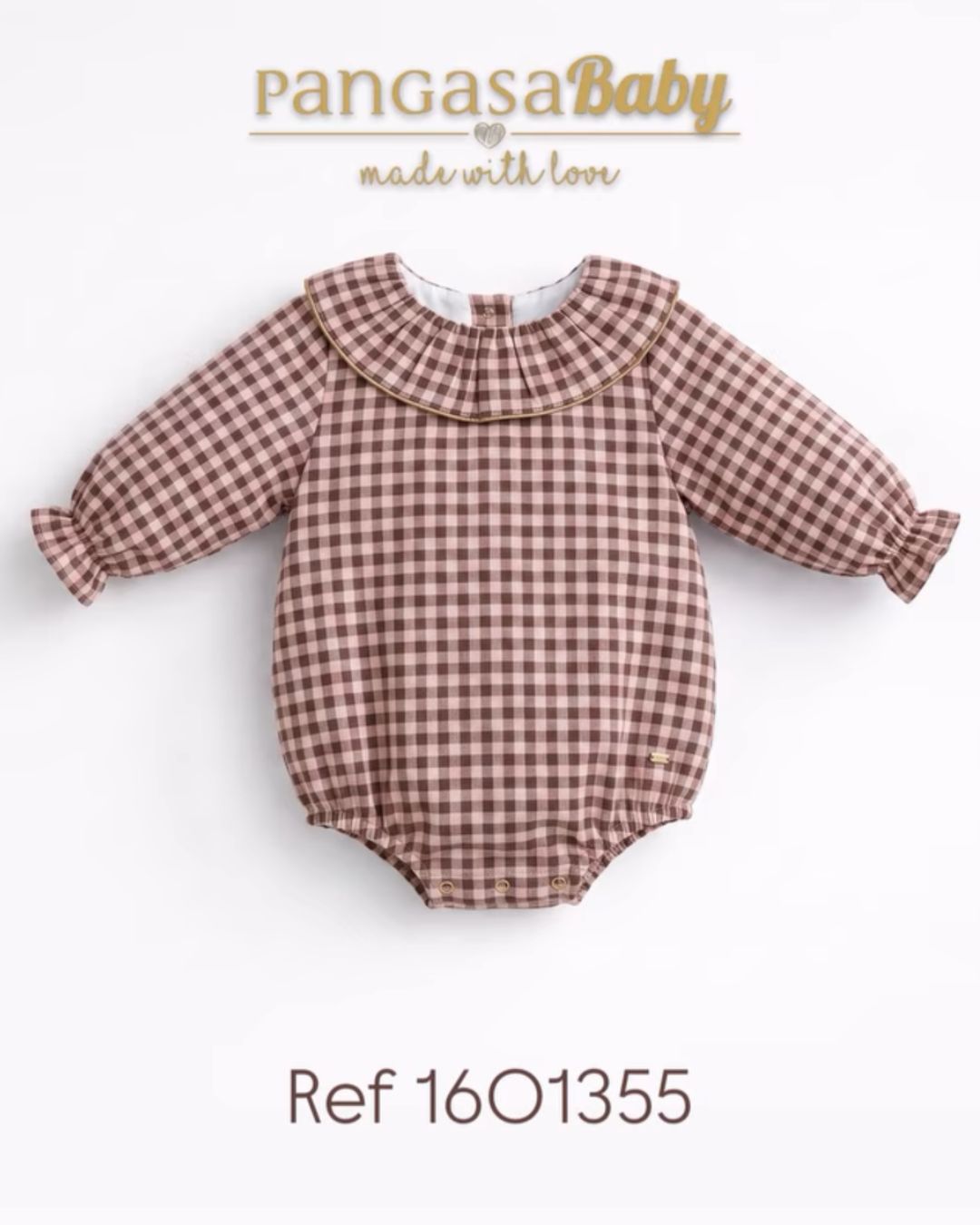Pelele Tela Cuadros Rosa Empolvado - Chocolatte Collection Pangasa Baby