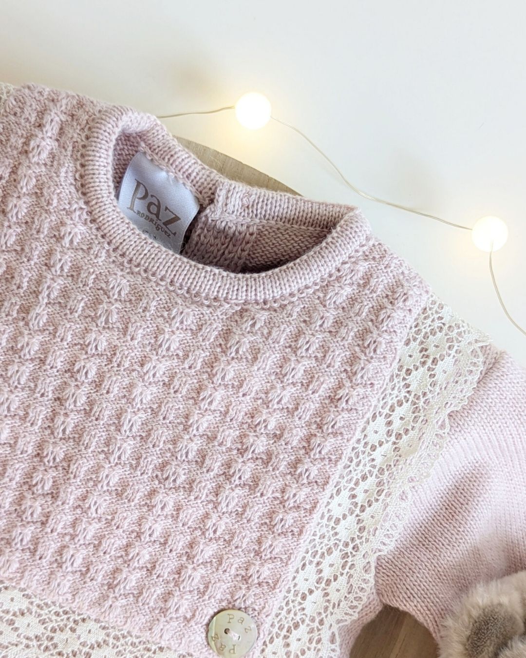 Pelele Bebe Puntilla Pascua Rosa Palo - Paz Rodriguez