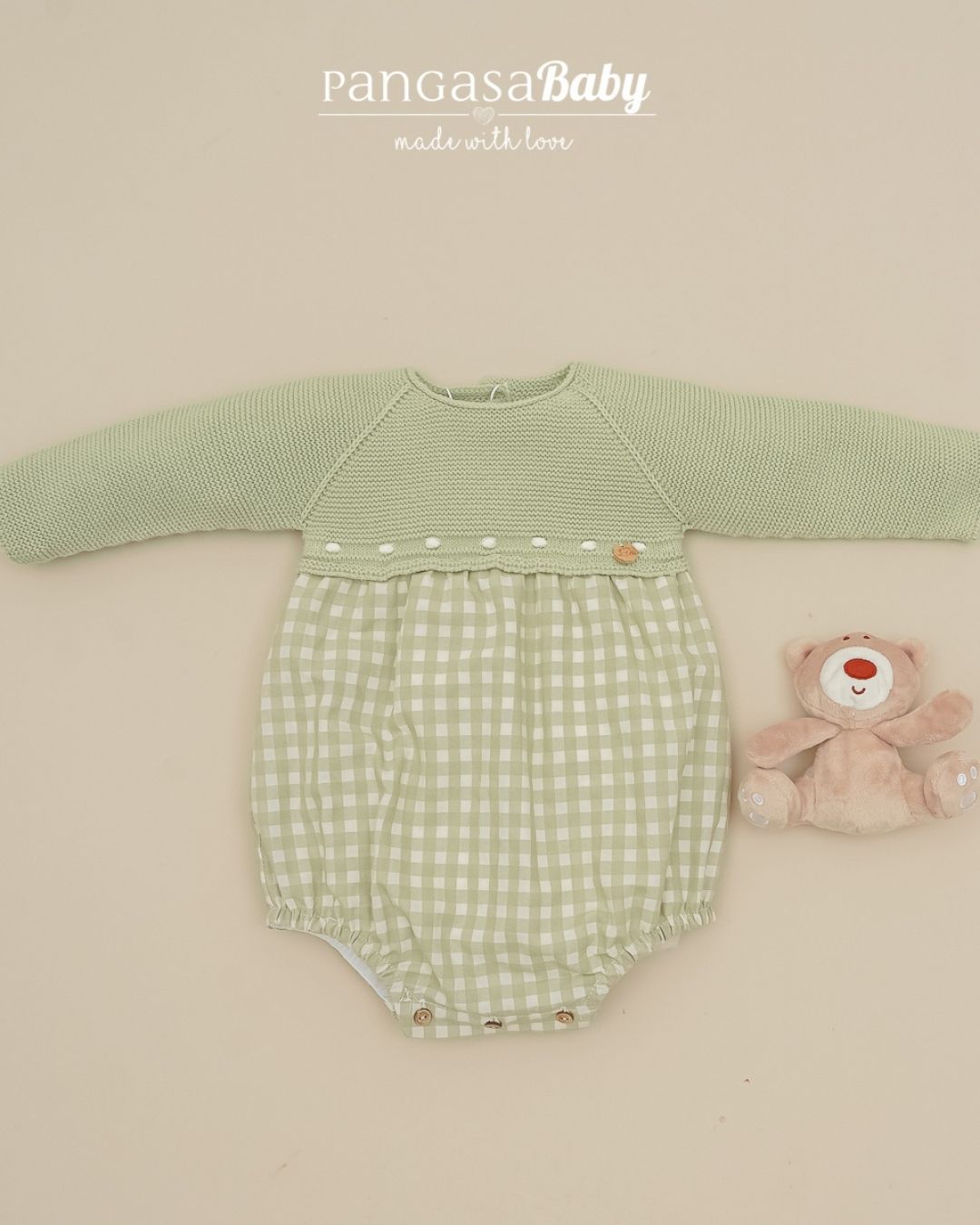 Pelele Cuadros Verde Hoja 🍃 Baby Leaves - Pangasa Baby