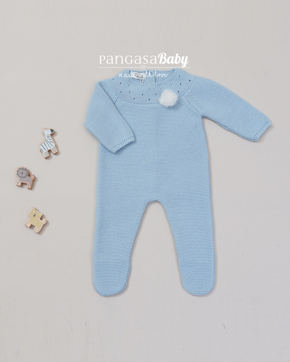 Pelele Largo Moceta Celeste Empolvado - Pangasa Baby