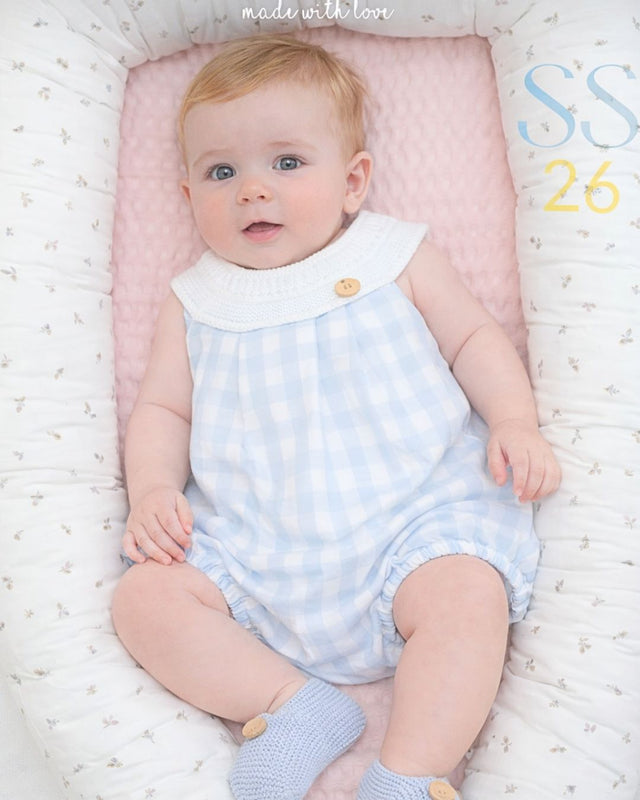 Pelele Moceta Cuadros Blanco 2601313 - Pangasa Baby