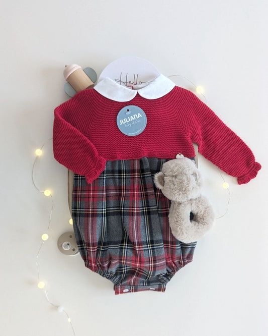 Pelele Navidad Cuadros Rojo 25631 - Colección Melodia de Juliana