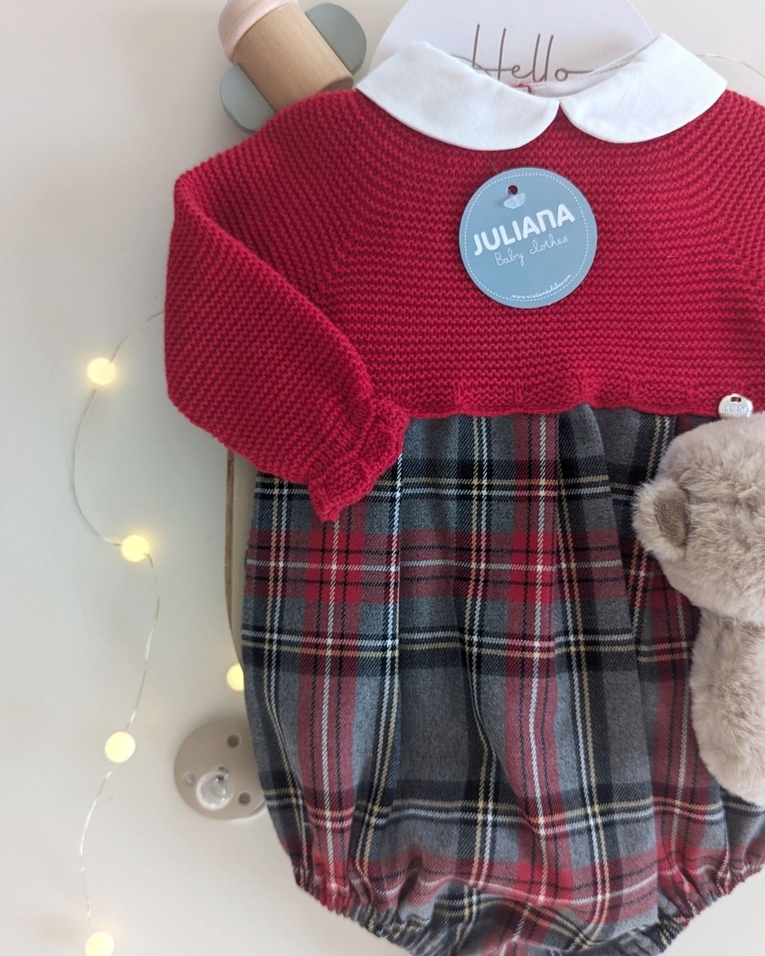 Pelele Navidad Cuadros Rojo 25631 - Colección Melodia de Juliana