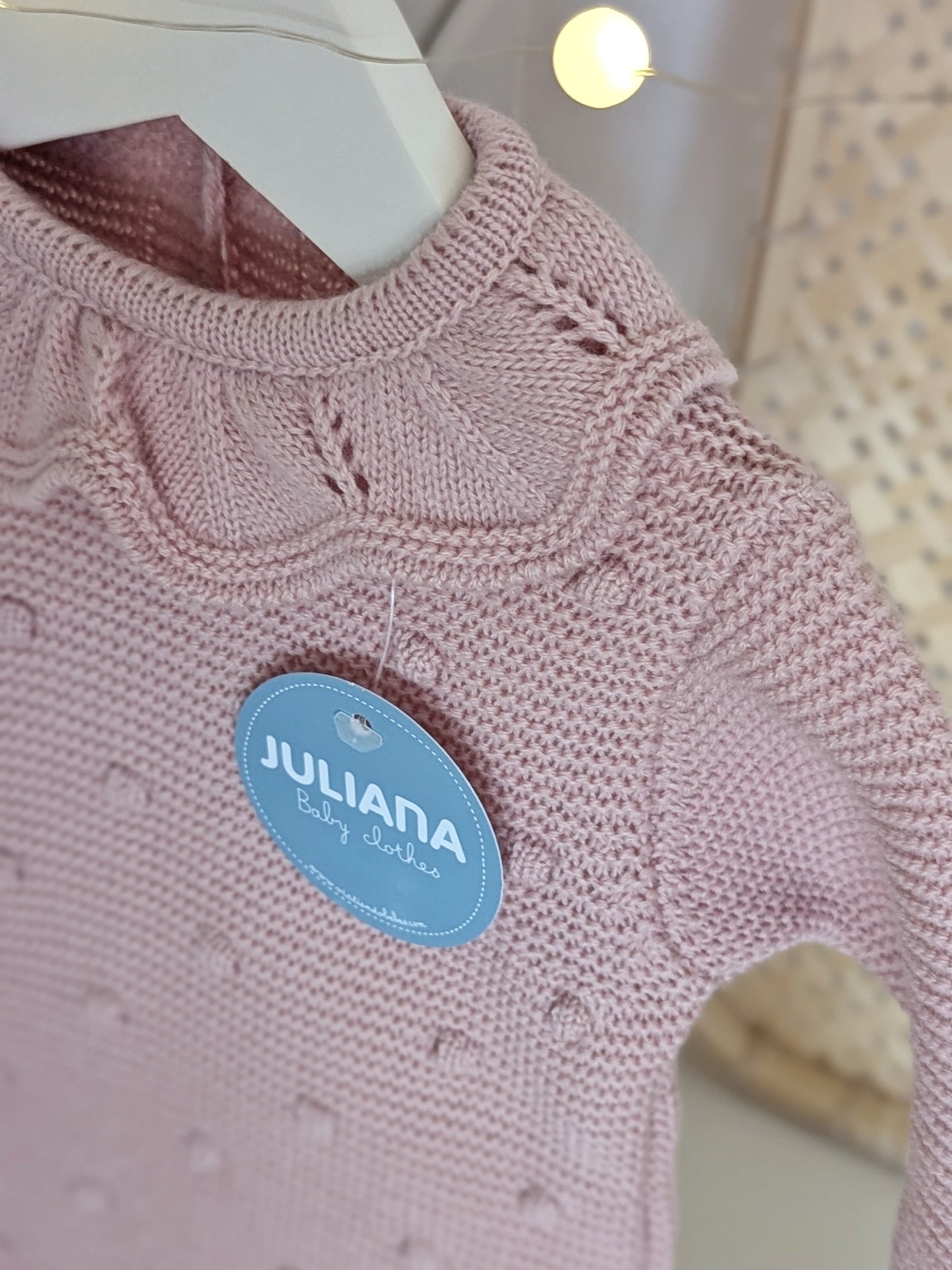 Pelele Punto Bodoques Rosa Empolvado - Colección Arte de Juliana