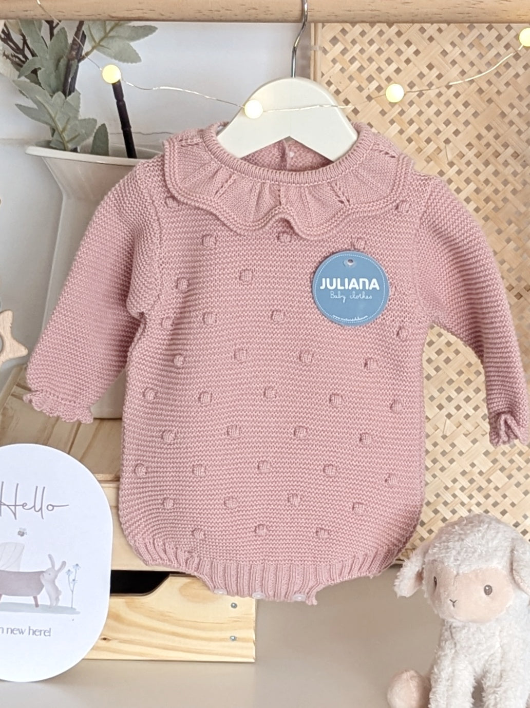 Pelele Punto Bodoques Rosa Empolvado - Colección Arte de Juliana