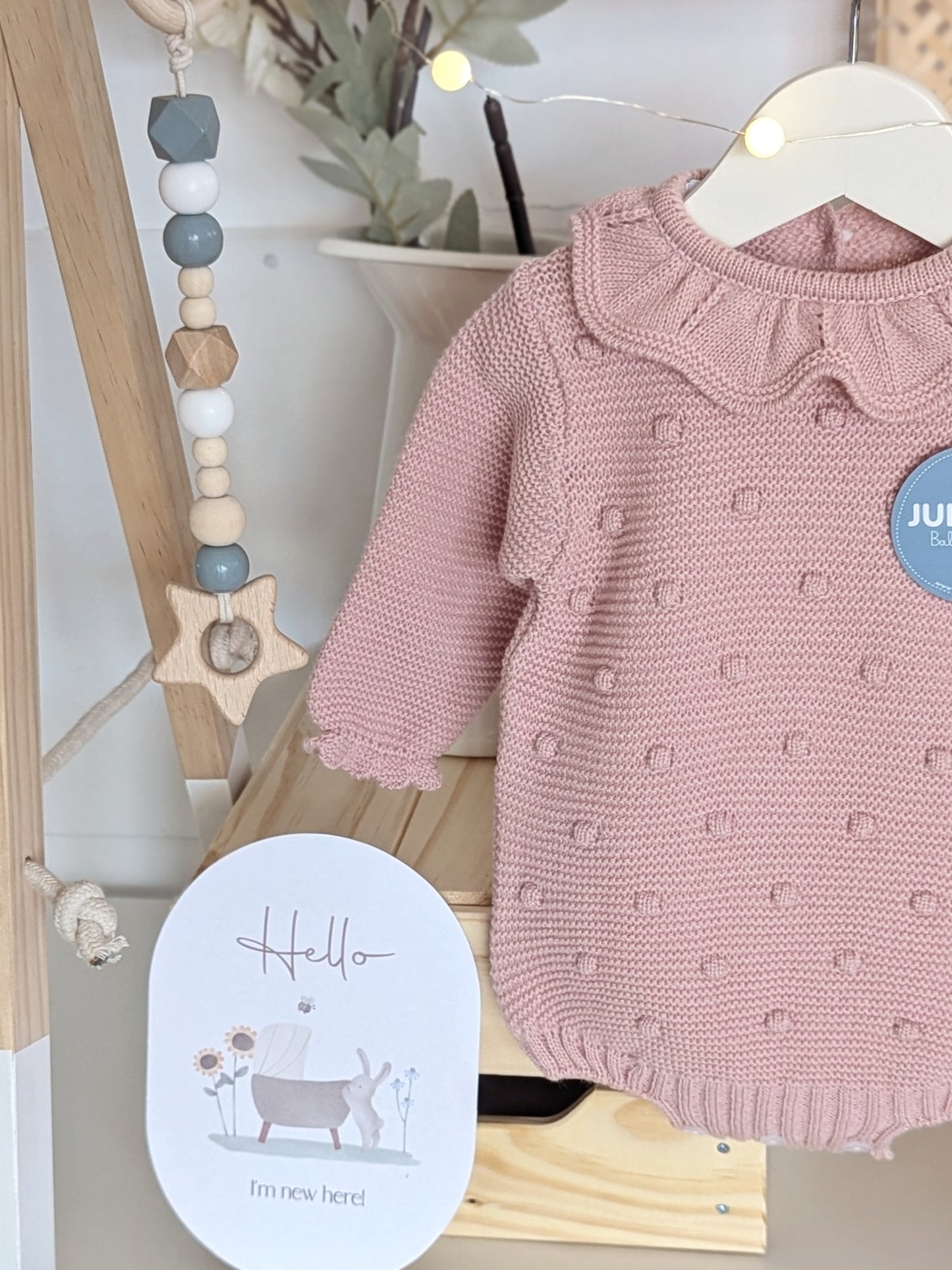 Pelele Punto Bodoques Rosa Empolvado - Colección Arte de Juliana