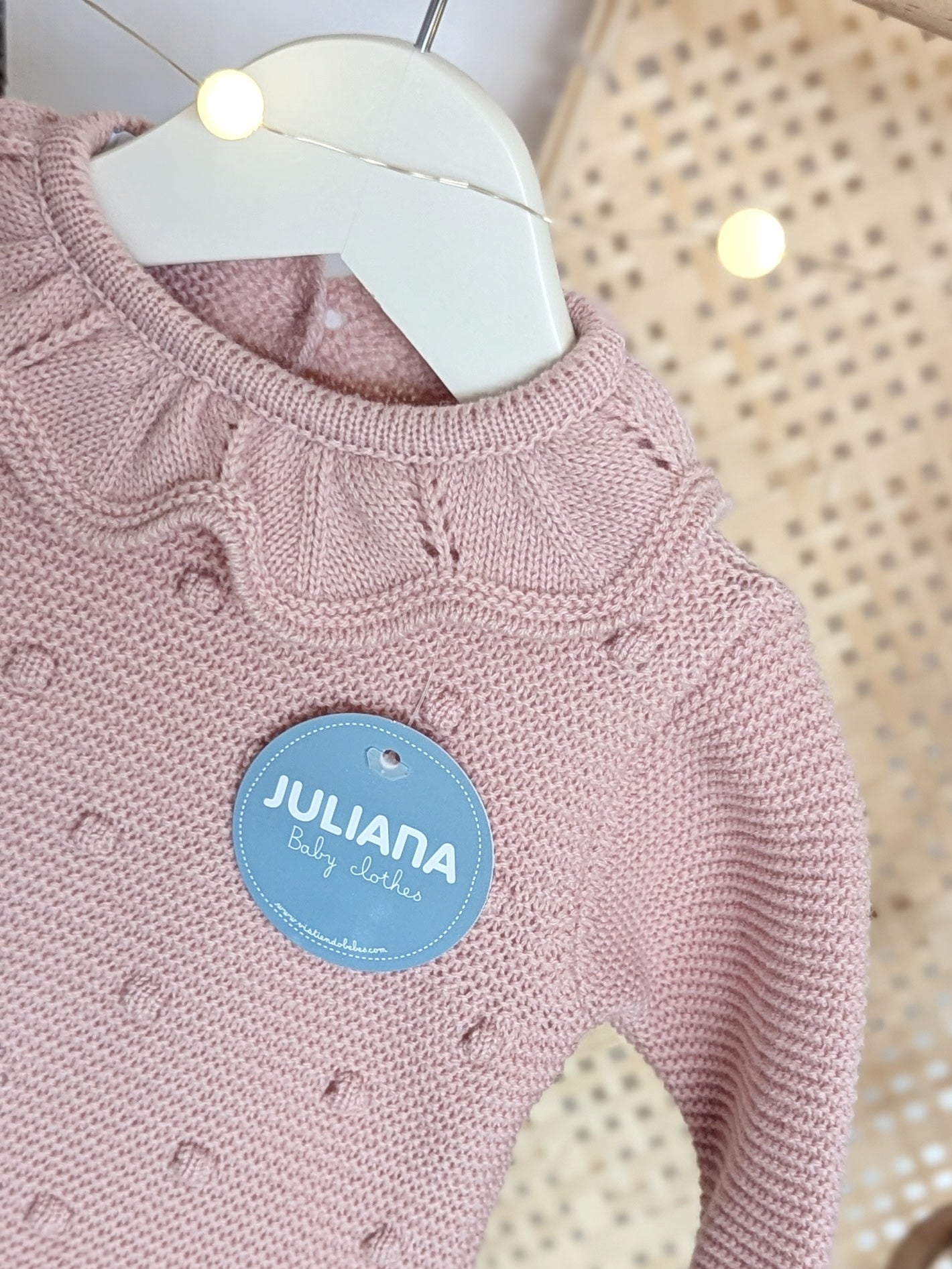 Pelele Punto Bodoques Rosa Empolvado - Colección Arte de Juliana