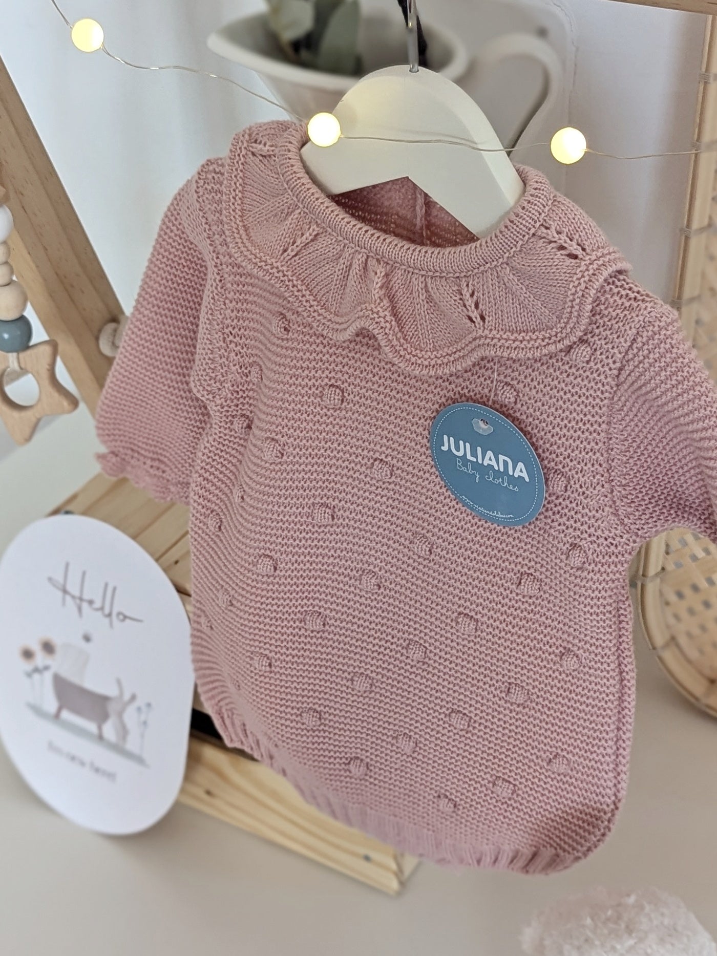 Pelele Punto Bodoques Rosa Empolvado - Colección Arte de Juliana