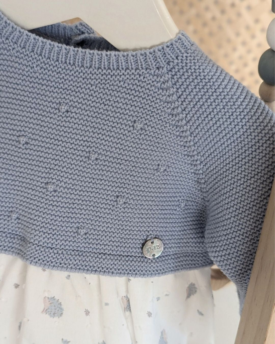 Pelele Punto y Tela Plumety Azul Tiza 005-102906 - Paz Rodriguez