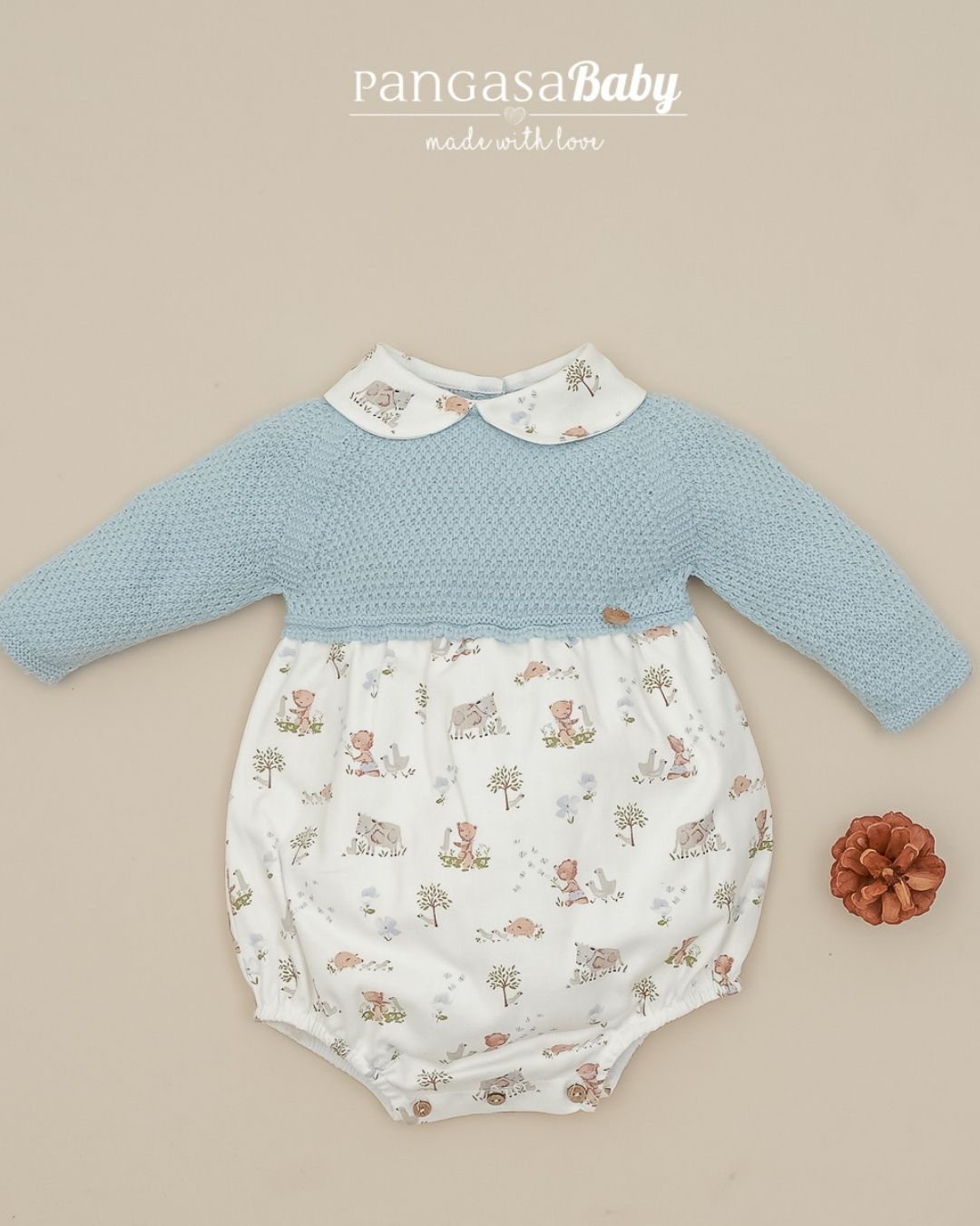 Pelele Teddy Celeste Empolvado - Pangasa Baby