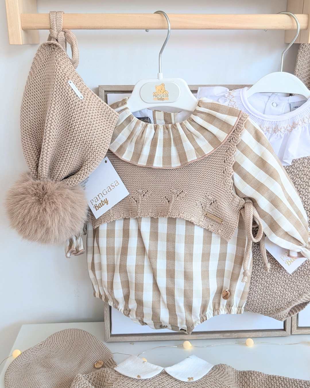 Pelele Tela Cuadros Arena - Sand Collection Pangasa Baby