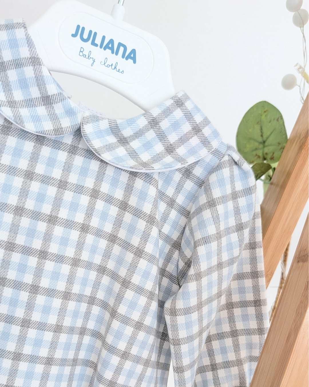Pelele Tela Cuadros Azul - Colección Nido Juliana