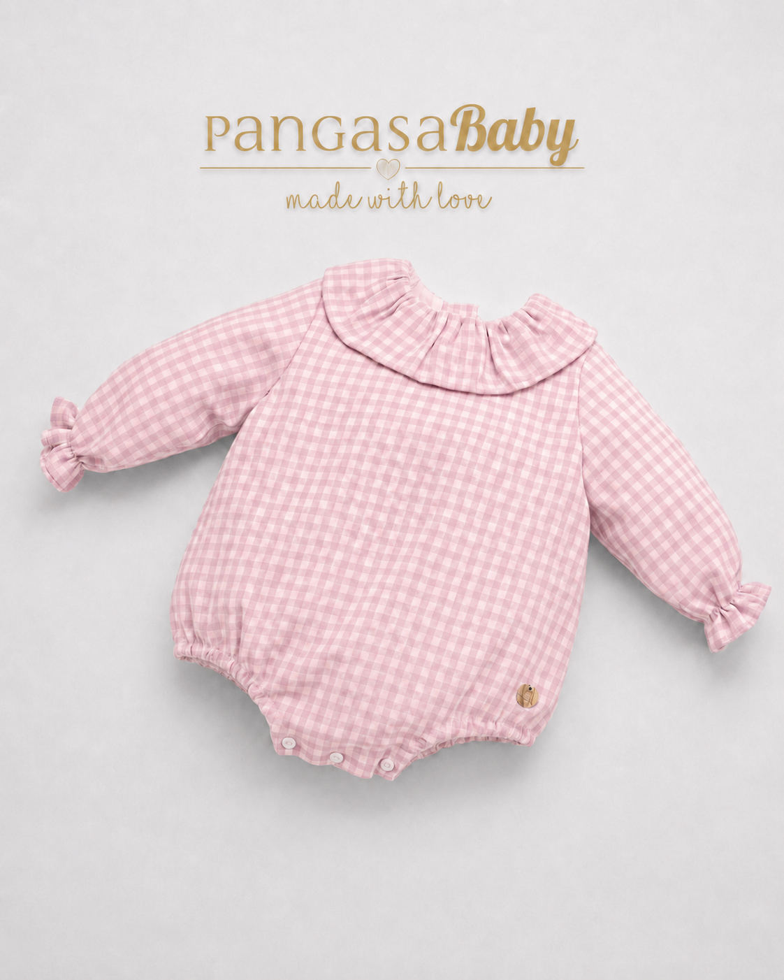 Pelele Tela Cuadros Rosa Empolvado - Soft Collection Pangasa Baby