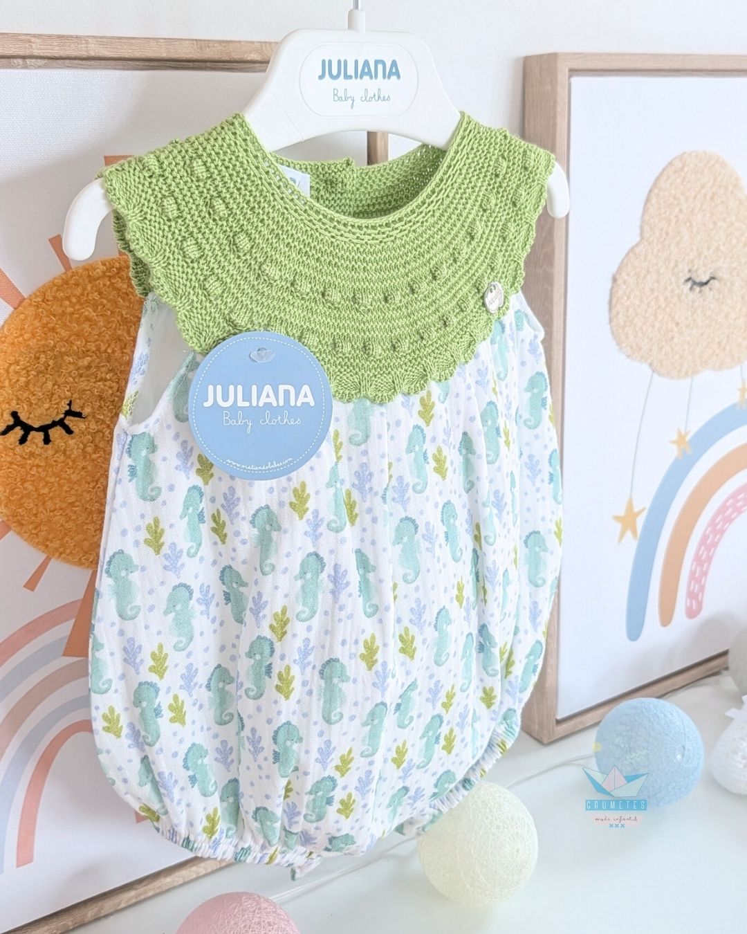 Pelele bebé Caballitos Verde Lima 🍋‍🟩 Colección Lima - Juliana