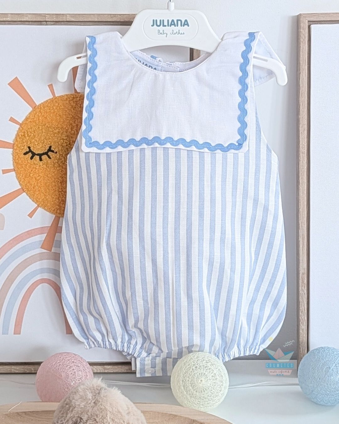 Pelele bebé Rayas Cielo 🍋 Colección Limonada - Juliana