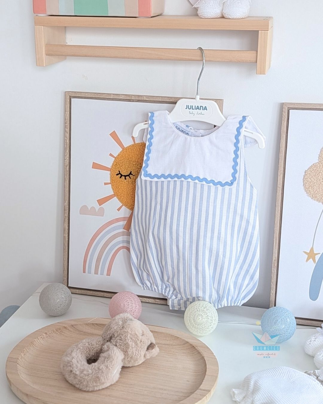 Pelele bebé Rayas Cielo 🍋 Colección Limonada - Juliana