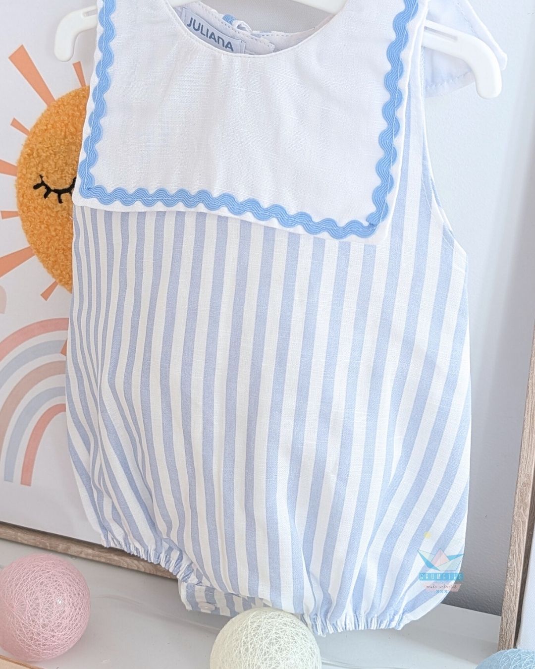 Pelele bebé Rayas Cielo 🍋 Colección Limonada - Juliana