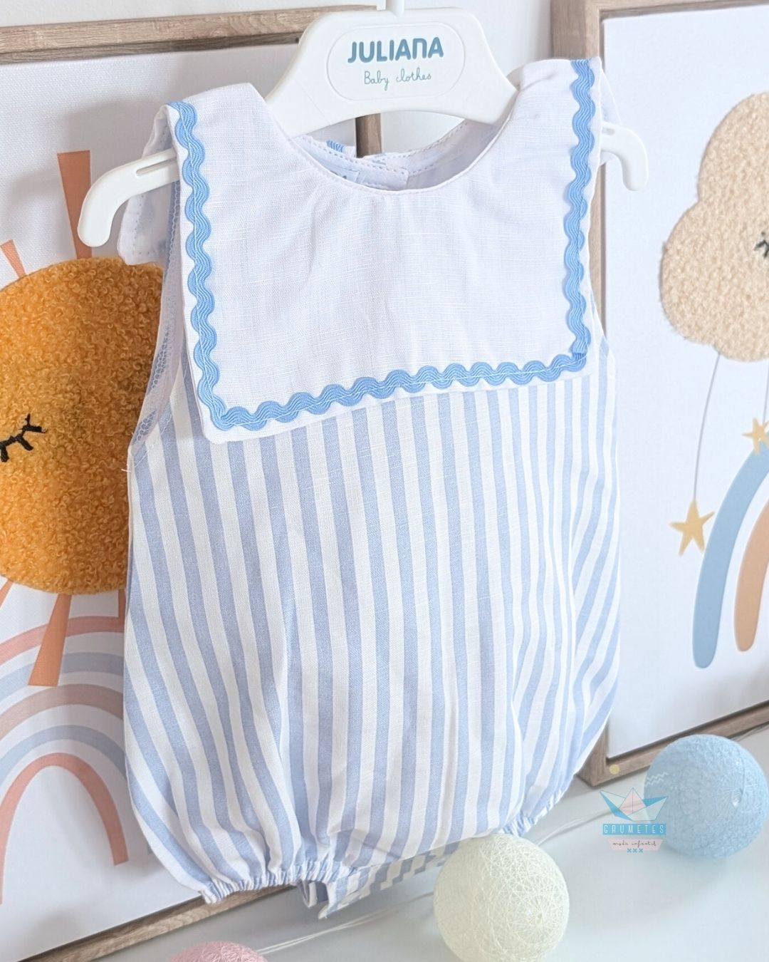 Pelele bebé Rayas Cielo 🍋 Colección Limonada - Juliana