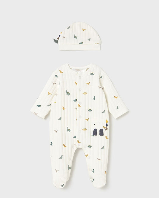 Pelele con Gorrito Bebe Niño Dinosaurio Crudo 27170 - Mayoral