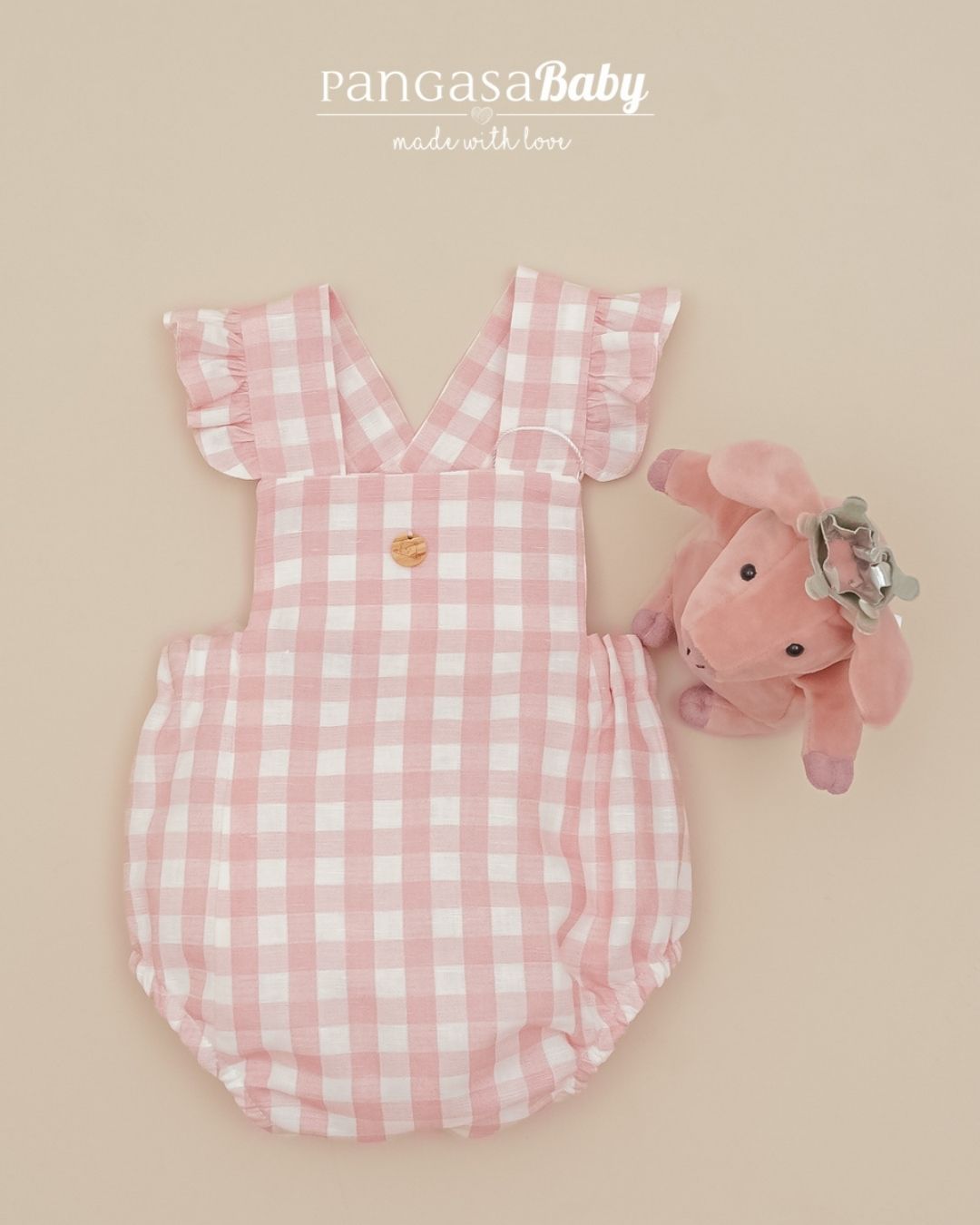 Peto CUADROS Vichy Rosa Empolvado 2684315 - Pangasa Baby